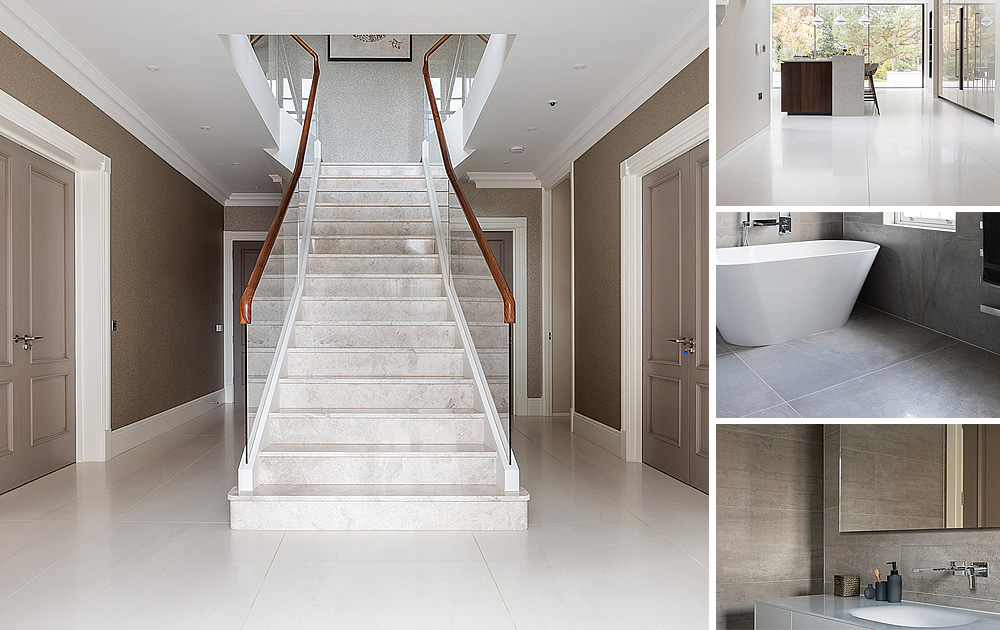 House on the Hill - Internal & external tiles, stone staircase, bathrooms, guest cloakroom and kitchen. All designed, supplied and fitted by Tiles & Baths Direct