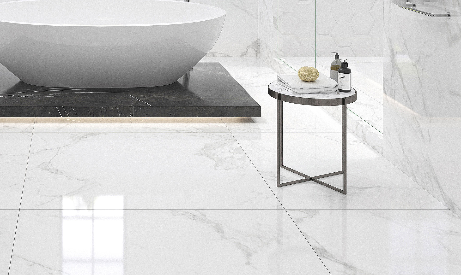 GRECIA PEARL POLISHED White Marble tile   120 x 120 cm