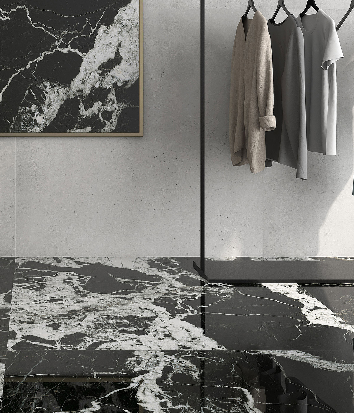 KAVALA NOIR SUPER POLISHED  Black And White Marble tile   60 x 120 cm