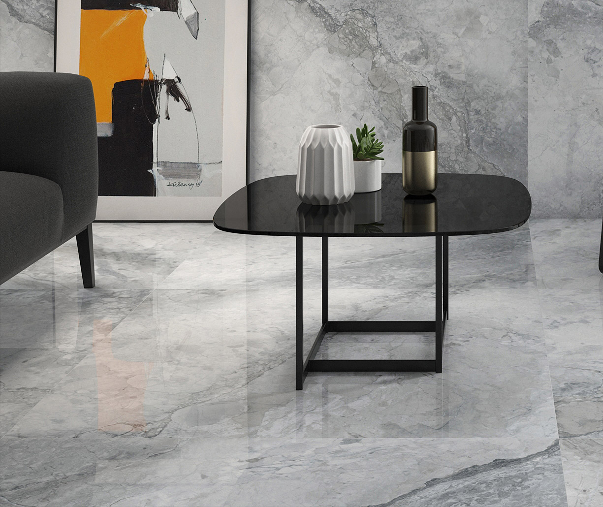 TANDAYA PERLA POLISHED  Grey Marble tile   60 x 120 cm